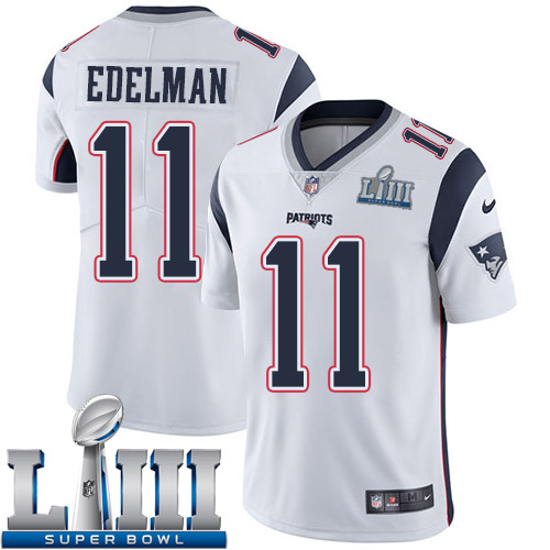Men New England Patriots #11 Edelman white Nike Vapor Untouchable Limited 2019 Super Bowl LIII NFL Jerseys->new england patriots->NFL Jersey